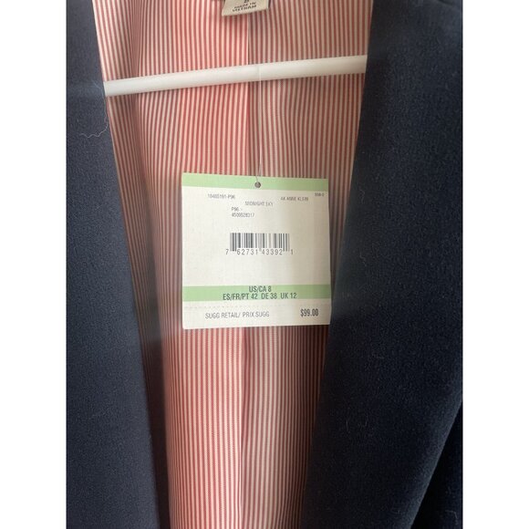 Anne Klein Womens Navy Blue Single Basic Blazer Jacket Sz 8 Nwt 98$ Nordstrom Wm - Picture 3 of 5